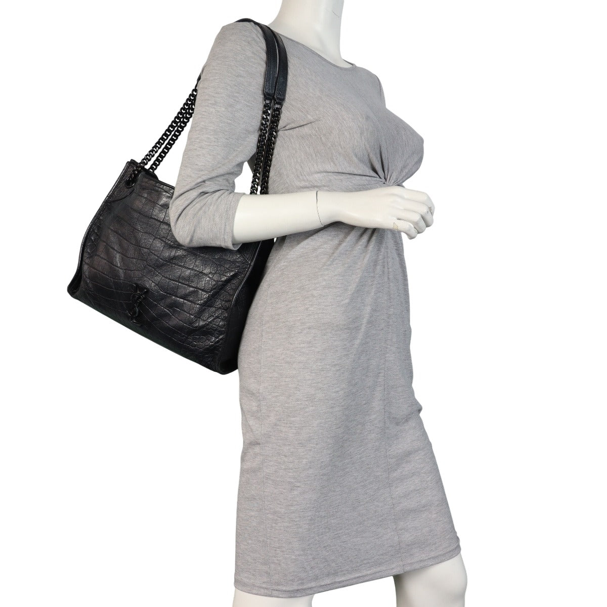Saint Laurent Niki Tote Bag Medium Croc Embossed
