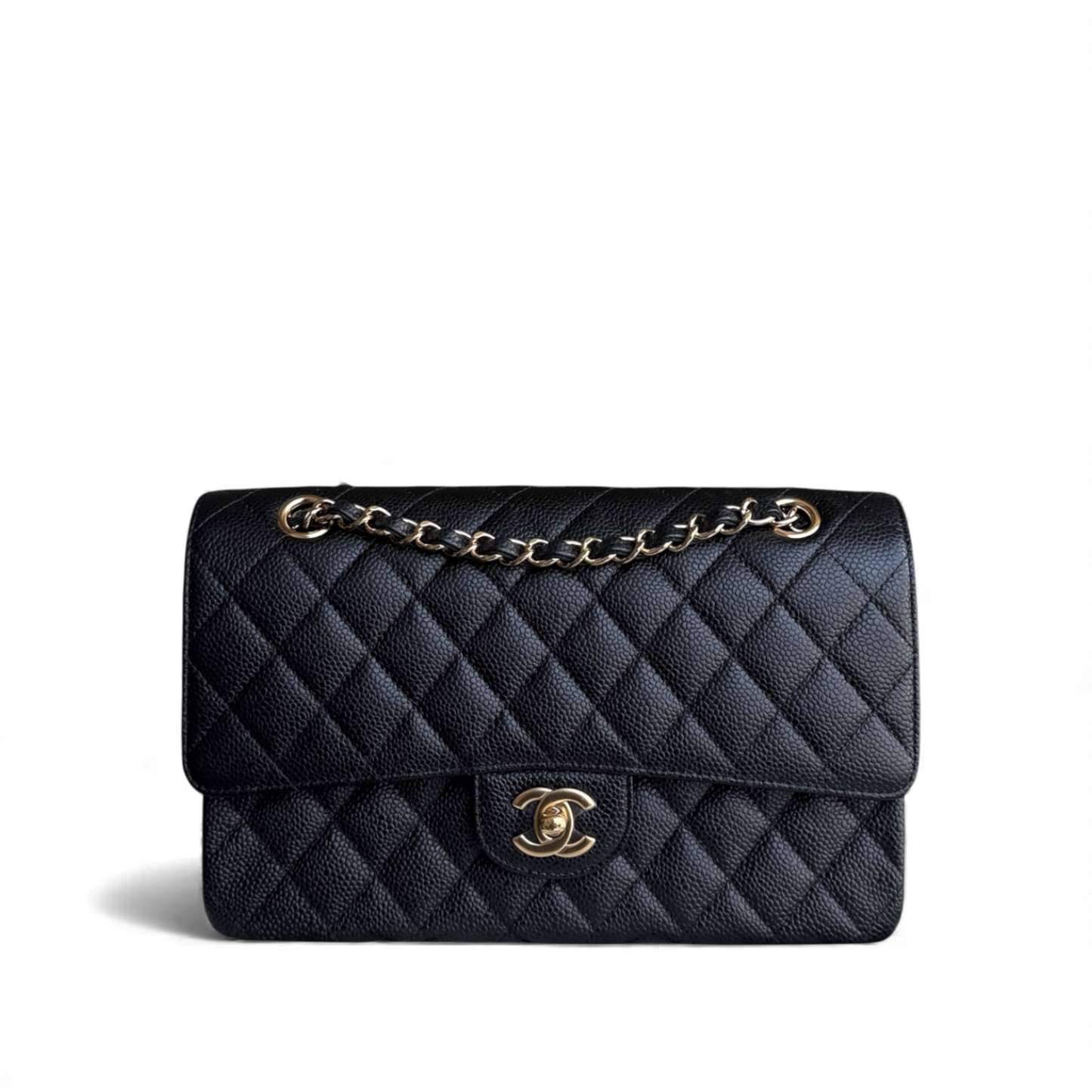 Chanel Classic Flap Medium - Caviar 25CM Quilted Black Gold Hardware Series 21