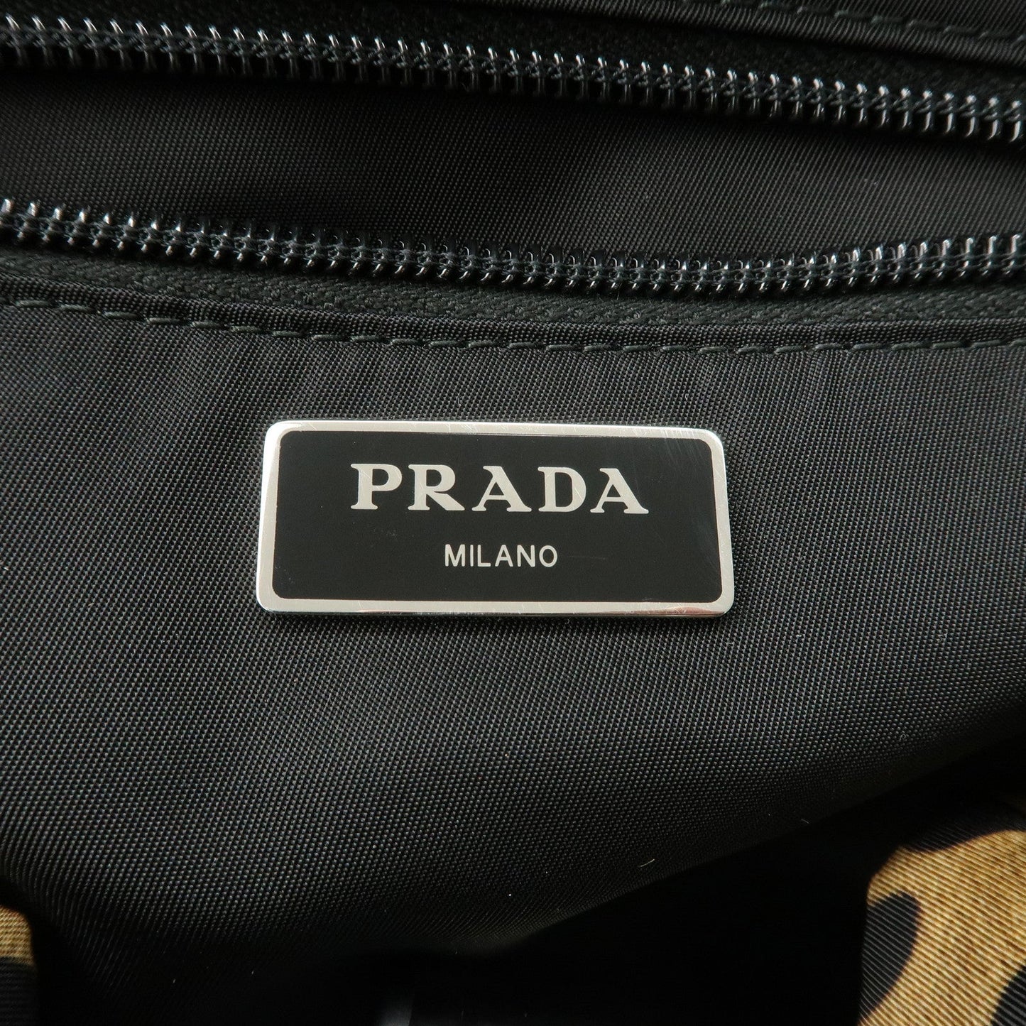 PRADA Nylon Leopard Print Back Pack Brown Black 2VZ062