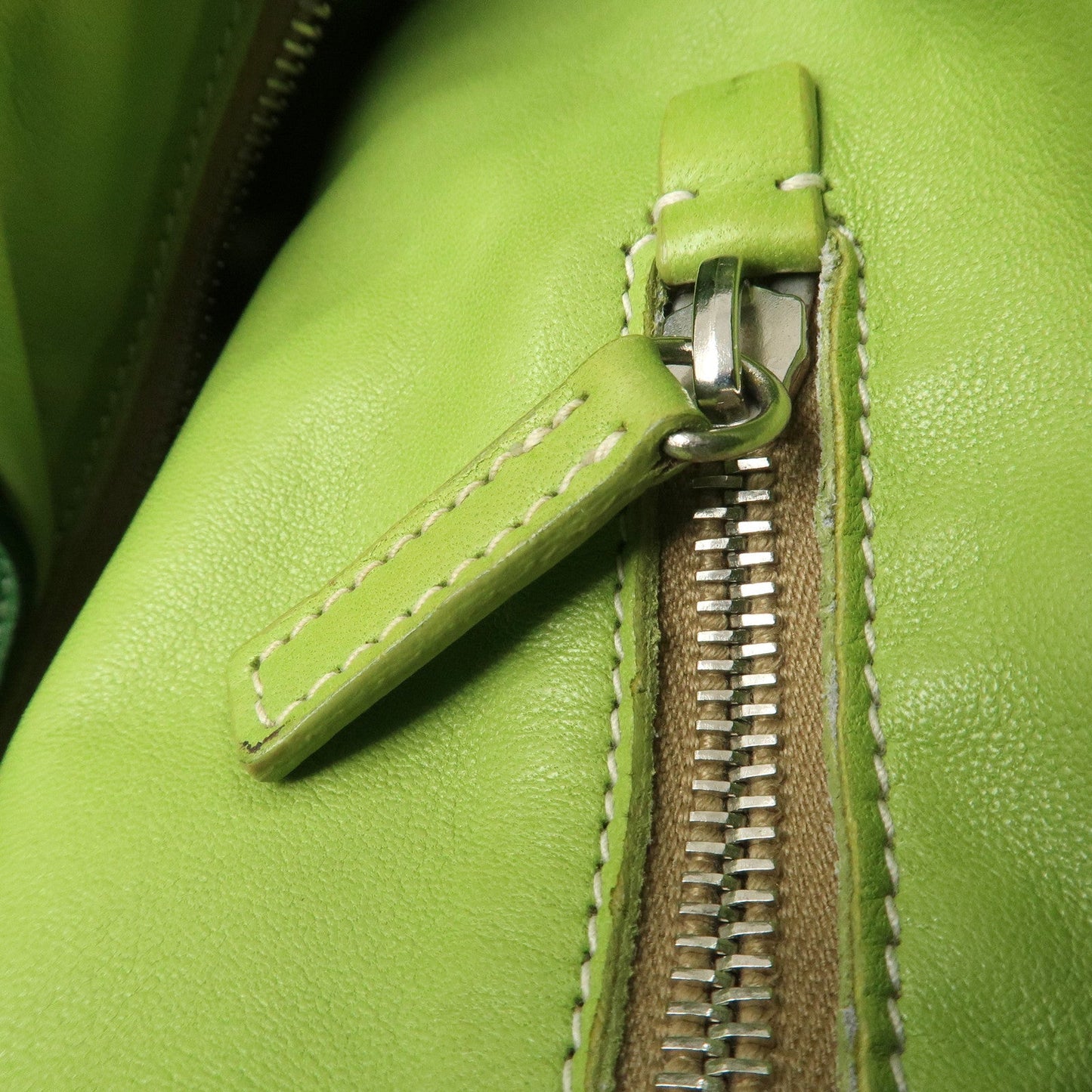 PRADA Logo Leather Tassel Shoulder Bag Hand Bag Green