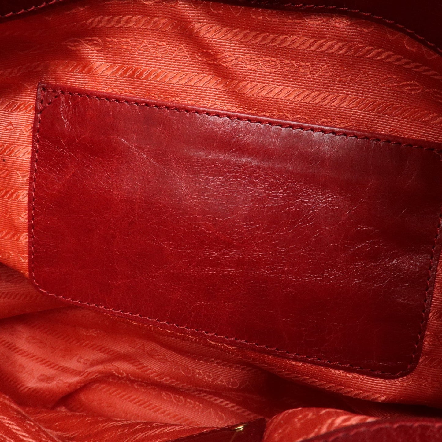 PRADA Logo Leather One Shoulder Bag Red BR4829