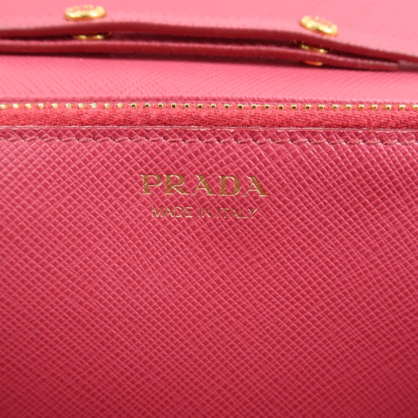 PRADA Saffiano Metal Chain Wallet Shoulder Bag Pink 1DH002