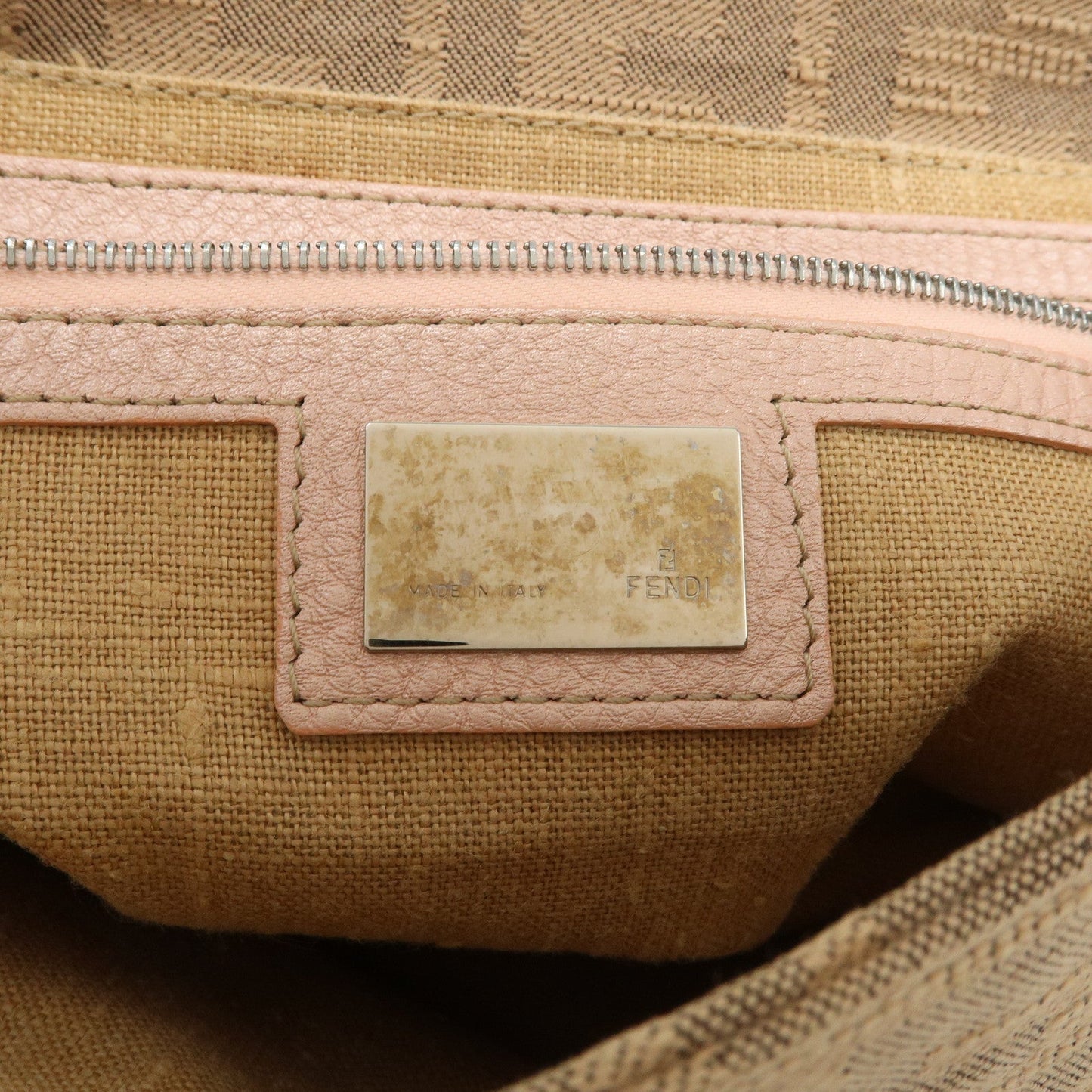 FENDI Zucca Selleria Leather Mini Linda Hand Bag Pink 8BR486