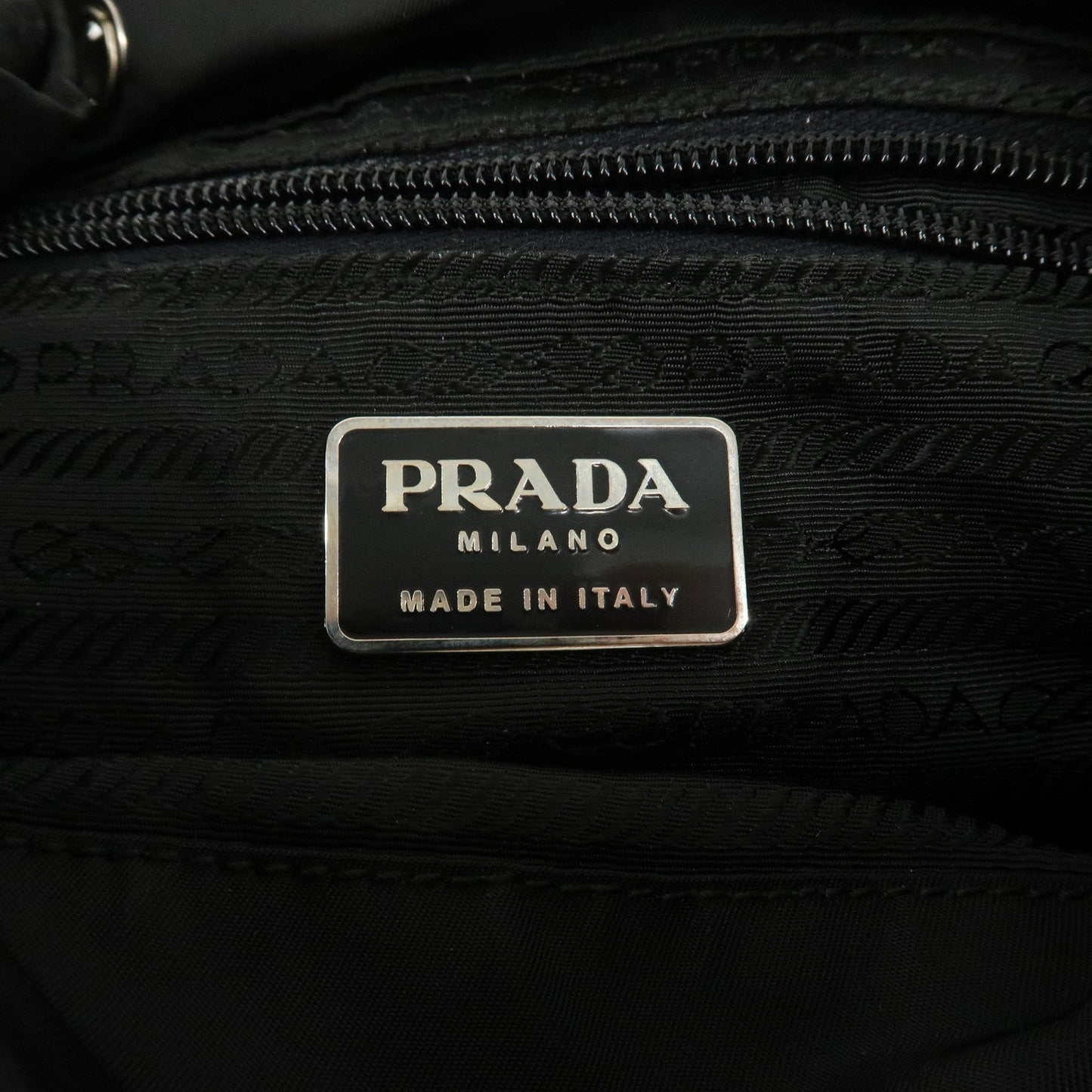 PRADA Triangle Logo Nylon Leather Back Pack Black B5885
