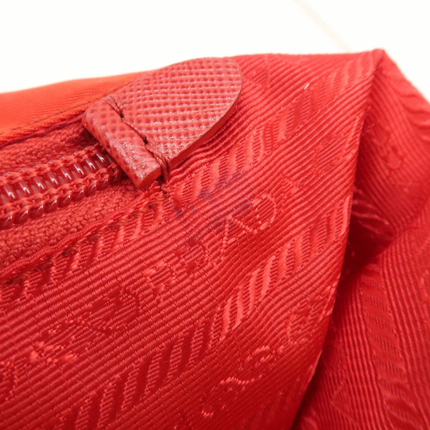 PRADA Nylon Leaather Panda Tote Bag Shoudler Bag Red BR4249