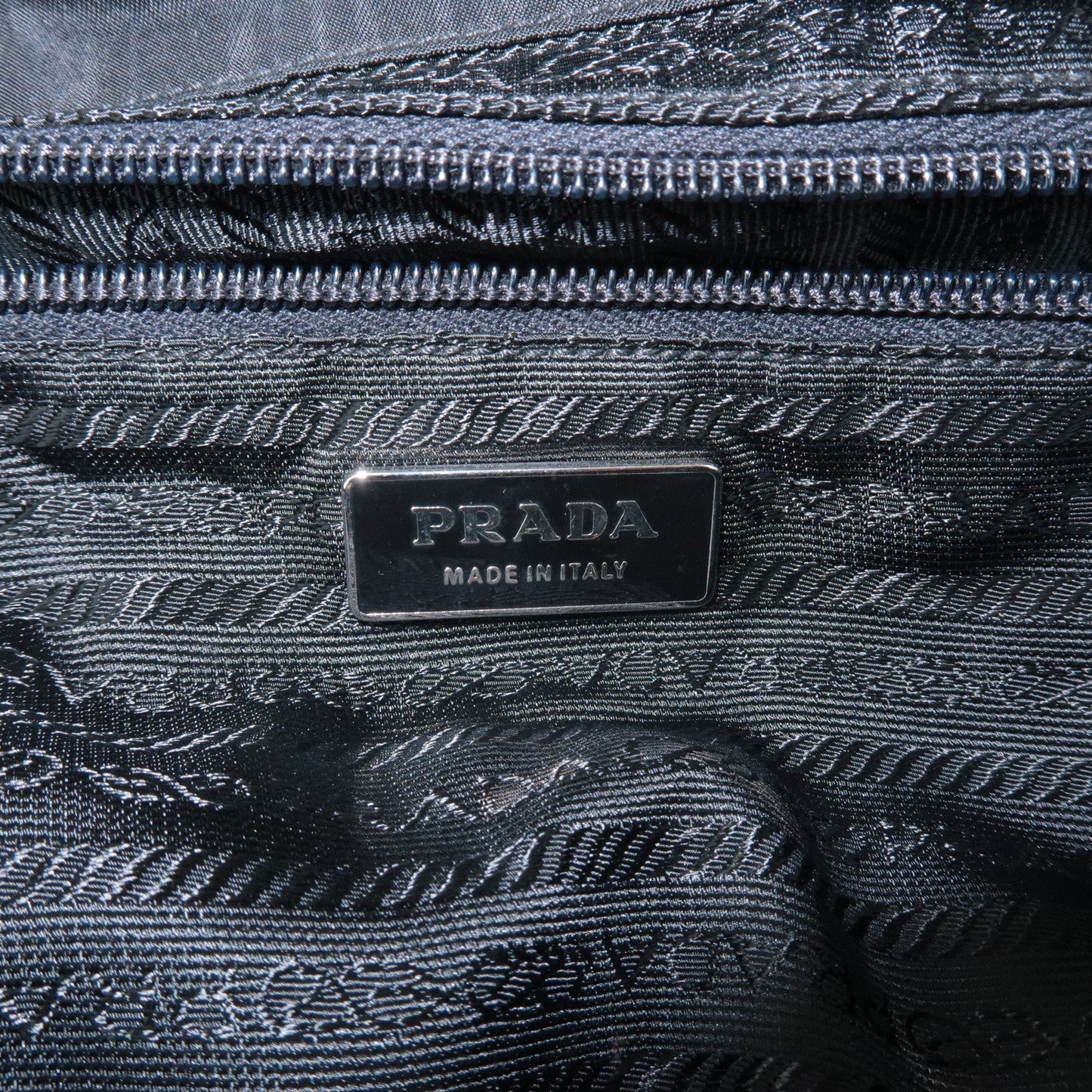 PRADA Triangle Logo Nylon Leather Back Pack Ruck Sack Black B2811