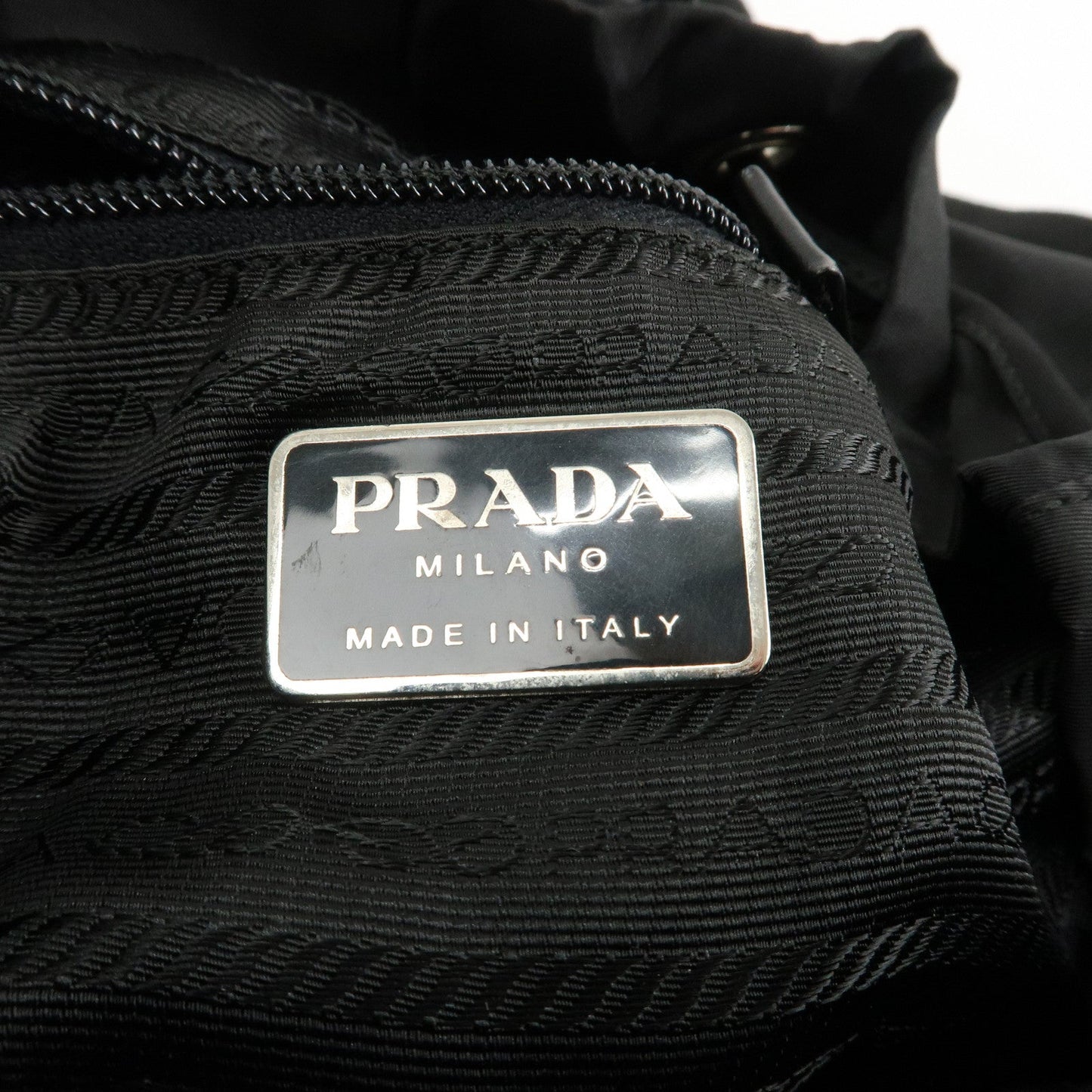 PRADA Triangle Logo Nylon Leather Back Pack Black B5885
