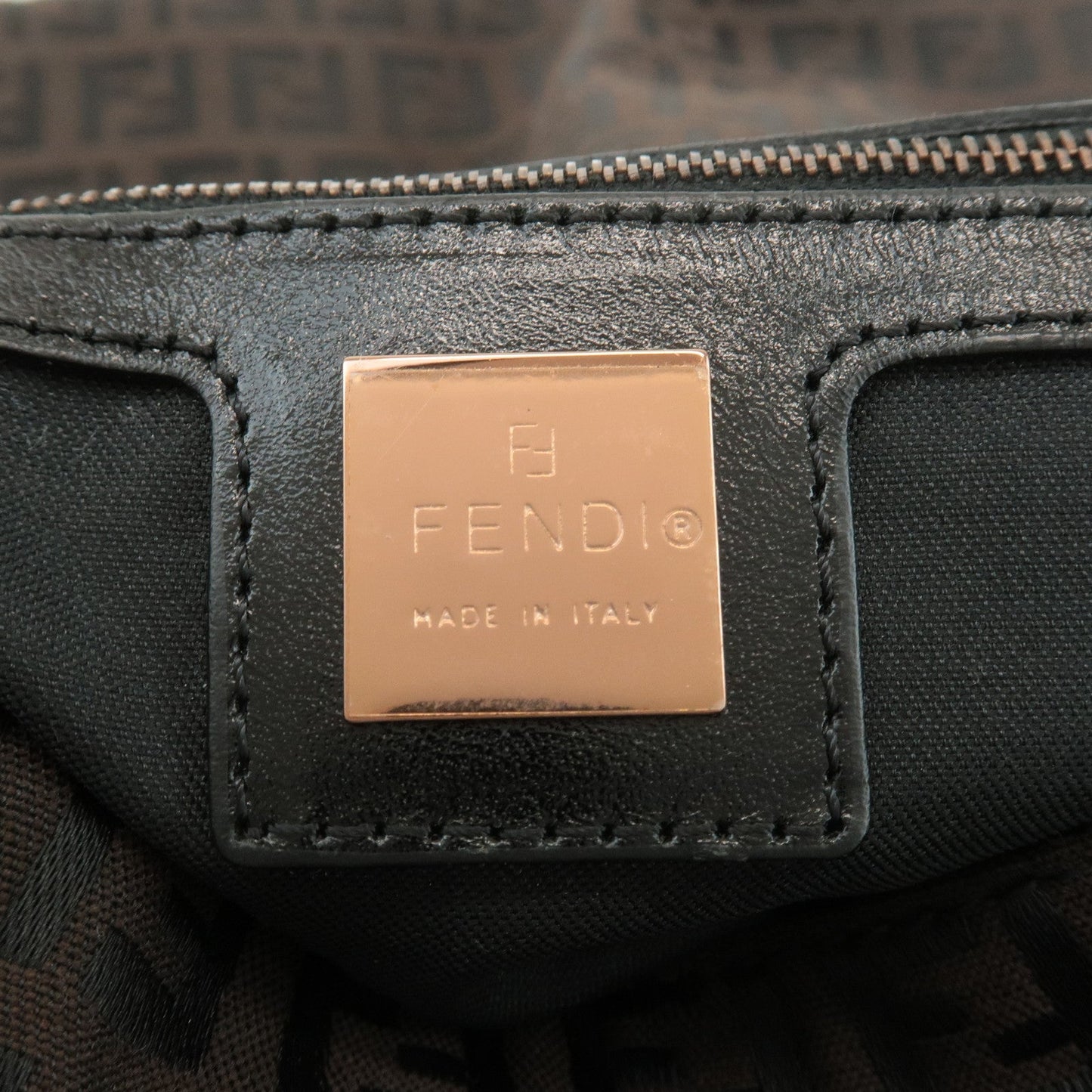 FENDI Zucchino Mamma Baguette Canvas Leather Shoulder Bag 8BR001