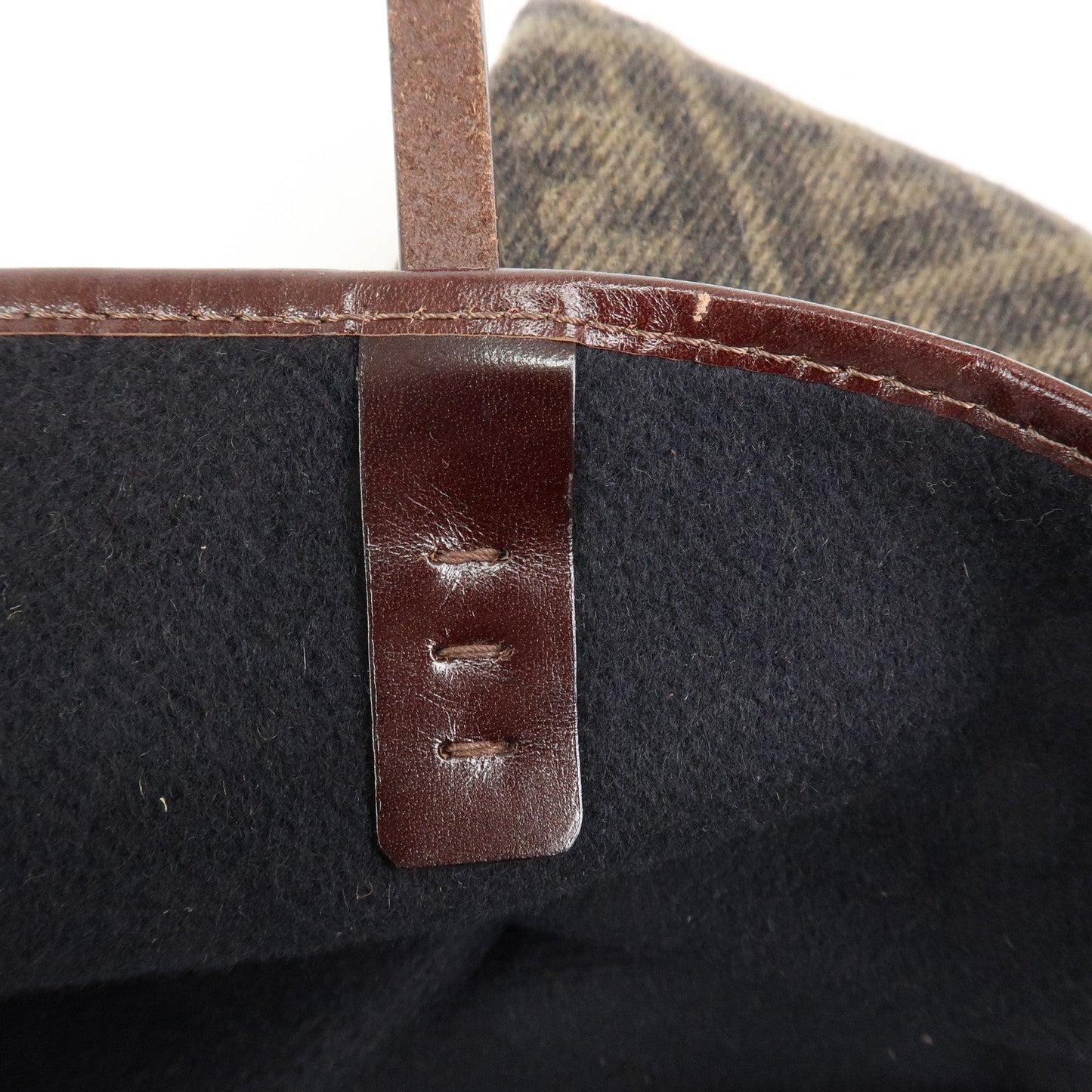 FENDI Zucca Wool Leather Tote Bag Khaki Black Dark Brown