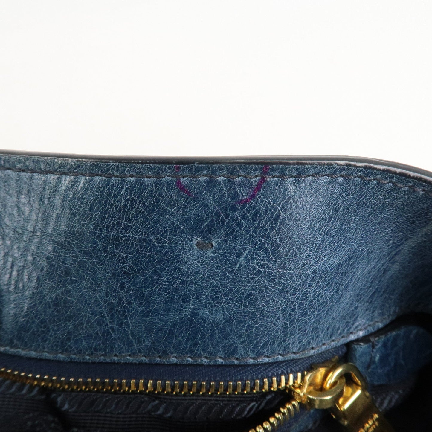 PRADA Leather 2Way Bag Hand Bag Shoulder Bag Blue BN2325