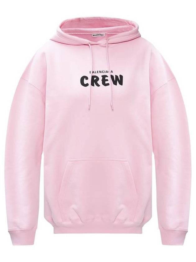 Luxury Balenciaga Trending 2026 Crew Logo Print Oversized Hoodie Pink