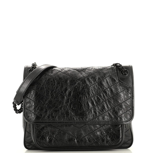 Luxury Saint Laurent Trending 2025 Niki Chain Flap Bag Matelasse Chevron Leather Medium