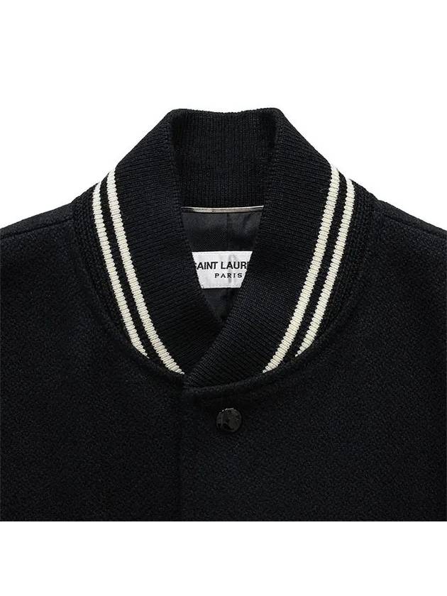 Luxury Saint Laurent Trending 2025 Teddy Bomber Jacket in Wool Black White