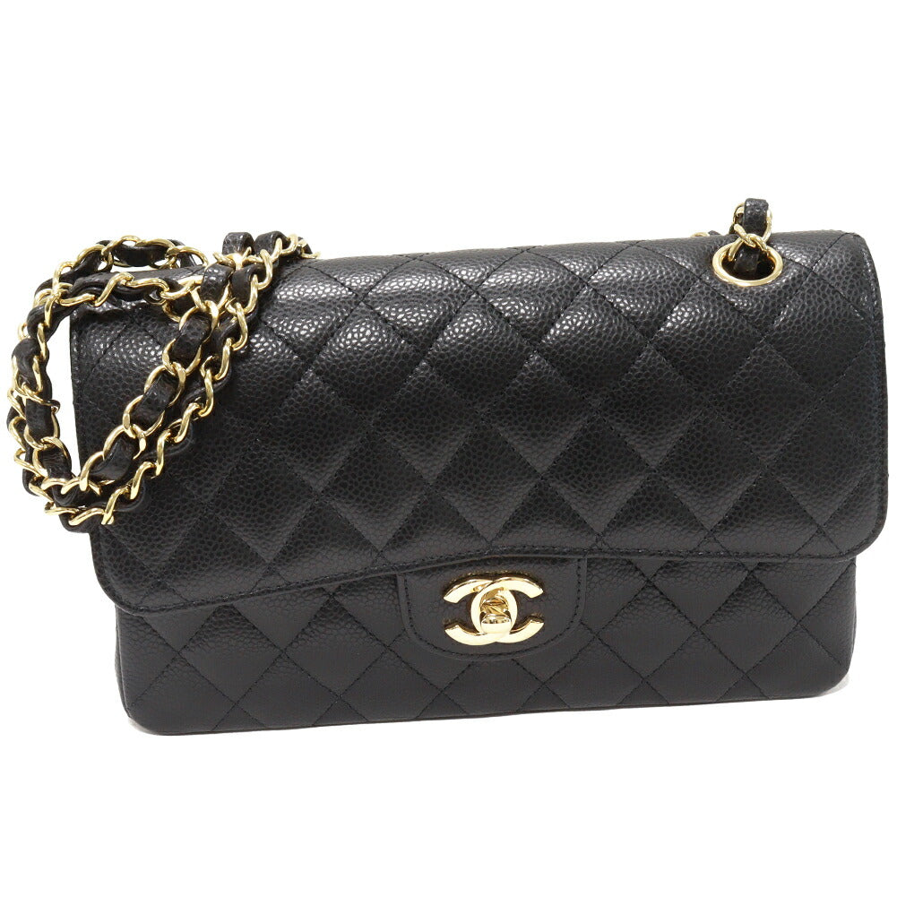 Chanel Grained Calfskin Classic Matelassé 2way Bag Black Gold Hardware Classic Flap