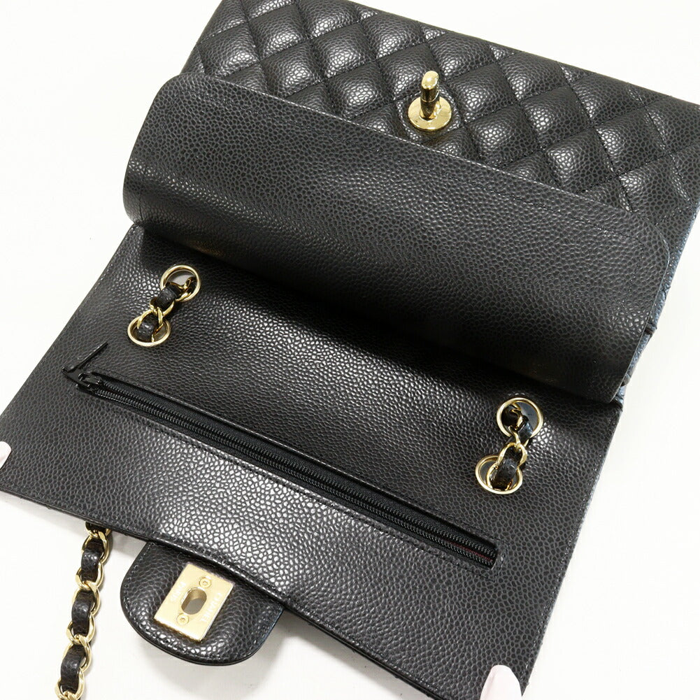 Chanel Grained Calfskin Classic Matelassé 2way Bag Black Gold Hardware Classic Flap