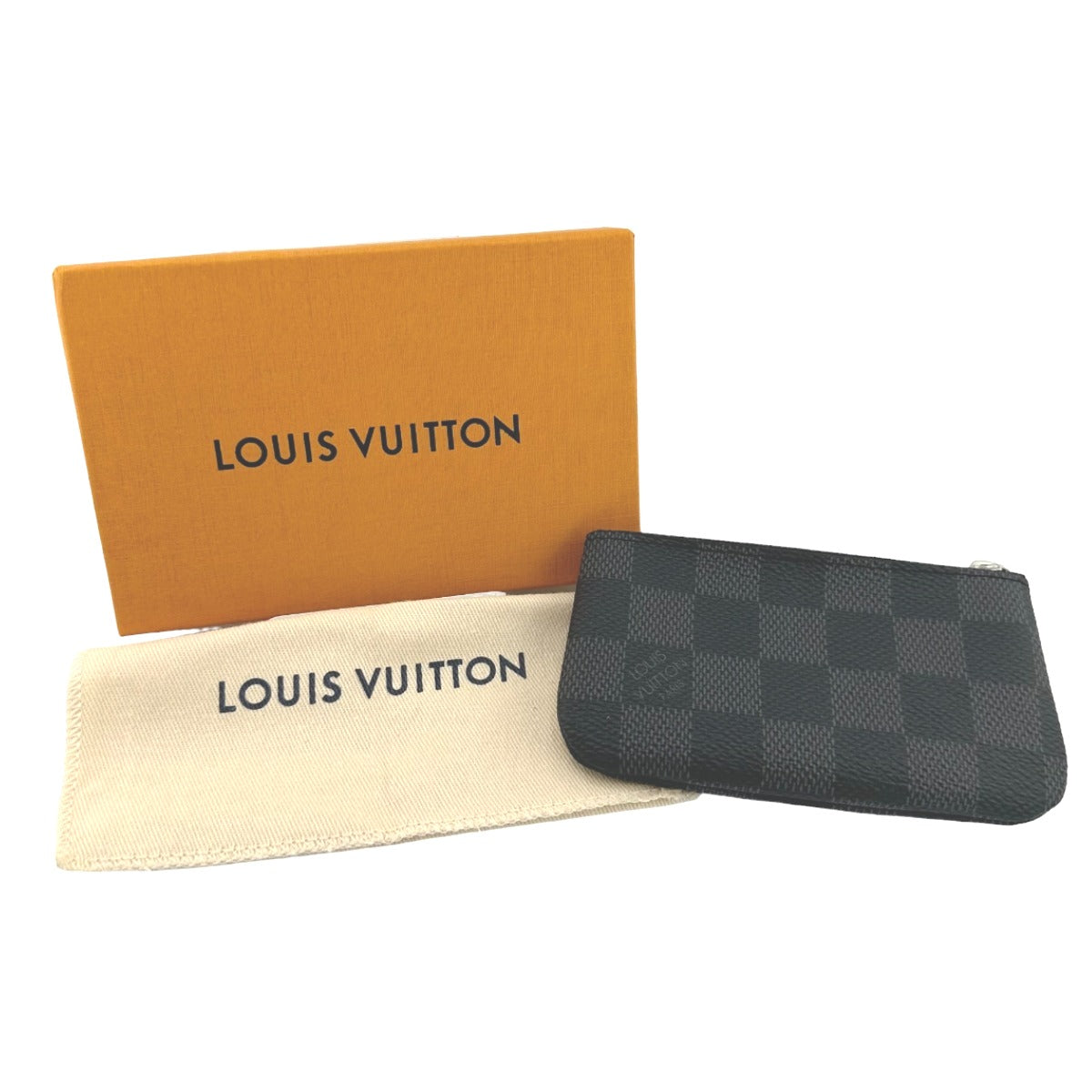LOUIS VUITTON Key case Key holder Damier Grafitto Canvas gray Key case Key holder for coin pocket Graphite Pochette Cre mens