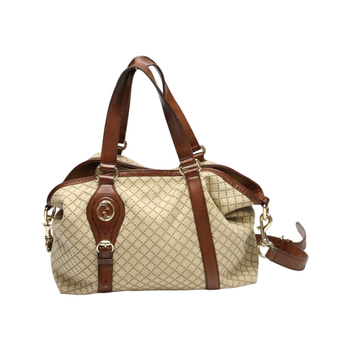 GUCCI Tote Bag 282346 canvas Antique brown 2WAYShoulder Bag Diamante Women Used