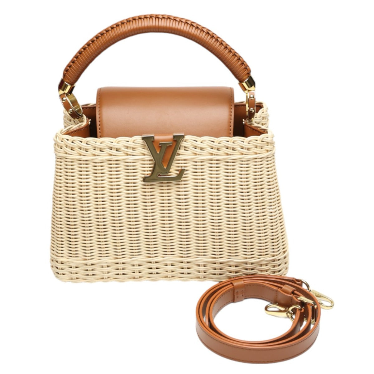 LOUIS VUITTON Shoulder Bag M22173 Leather, Rattan Brown x beige Leather x Rattan