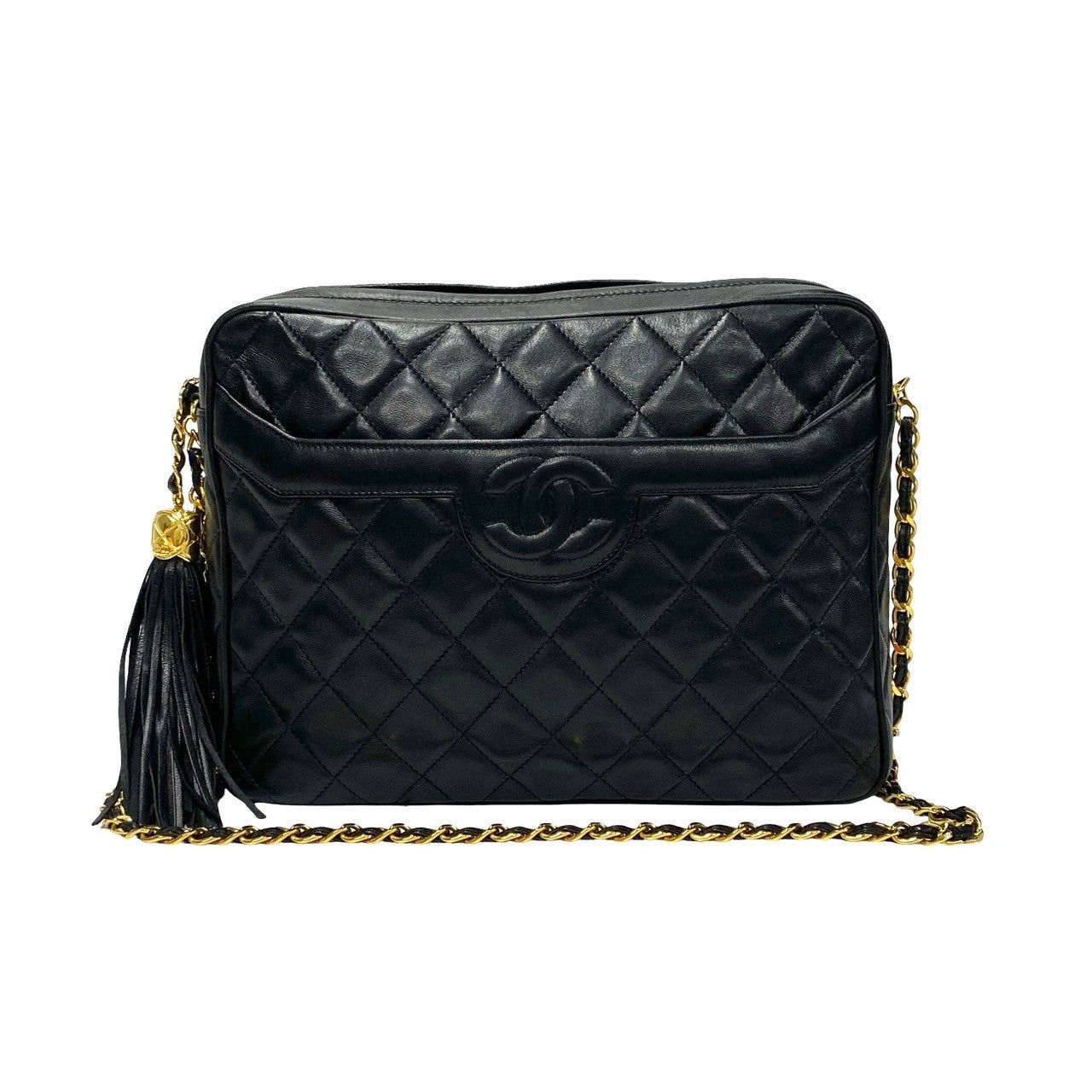 CHANEL Shoulder Bag lambskin black COCO Mark Tassel Matrasse Women