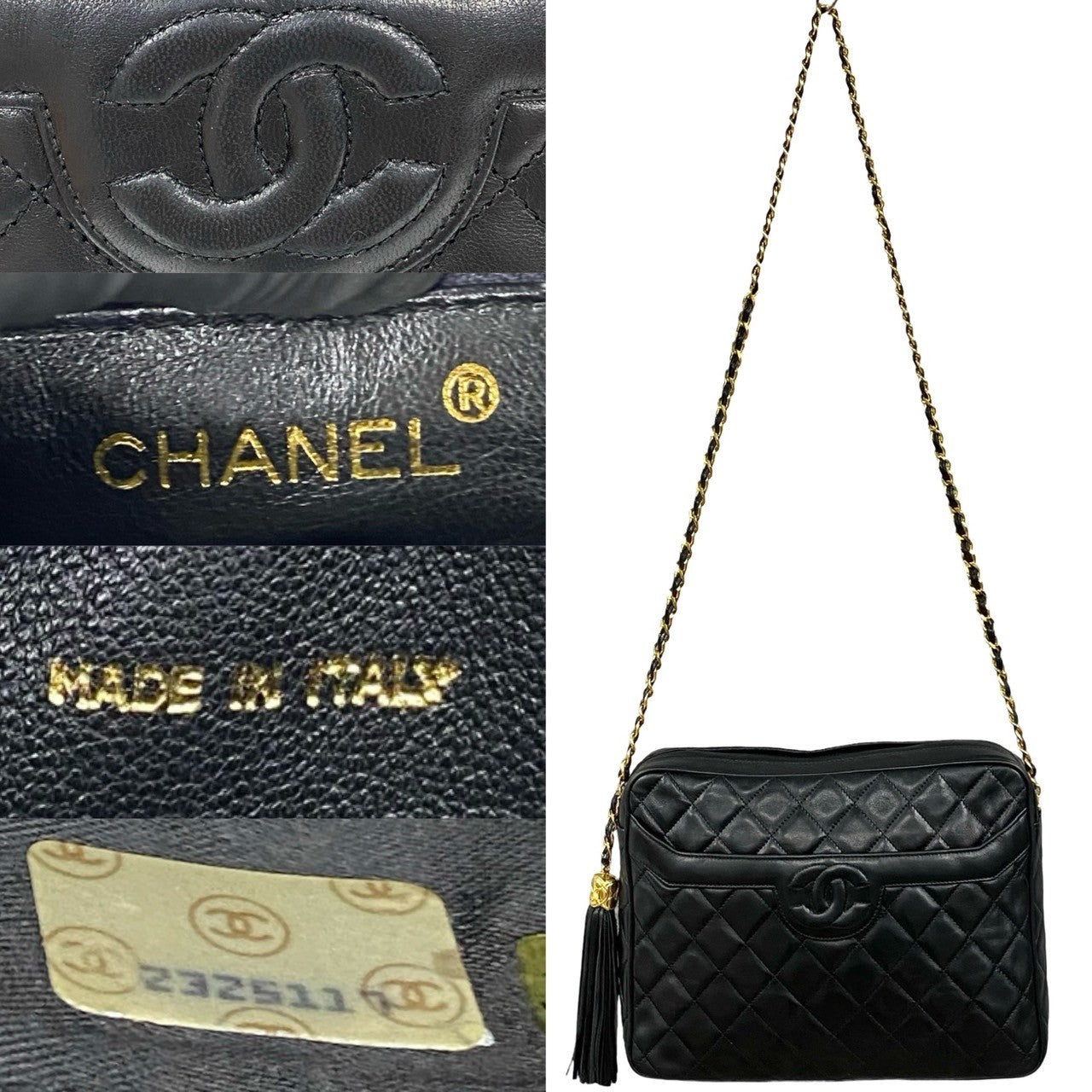CHANEL Shoulder Bag lambskin black COCO Mark Tassel Matrasse Women