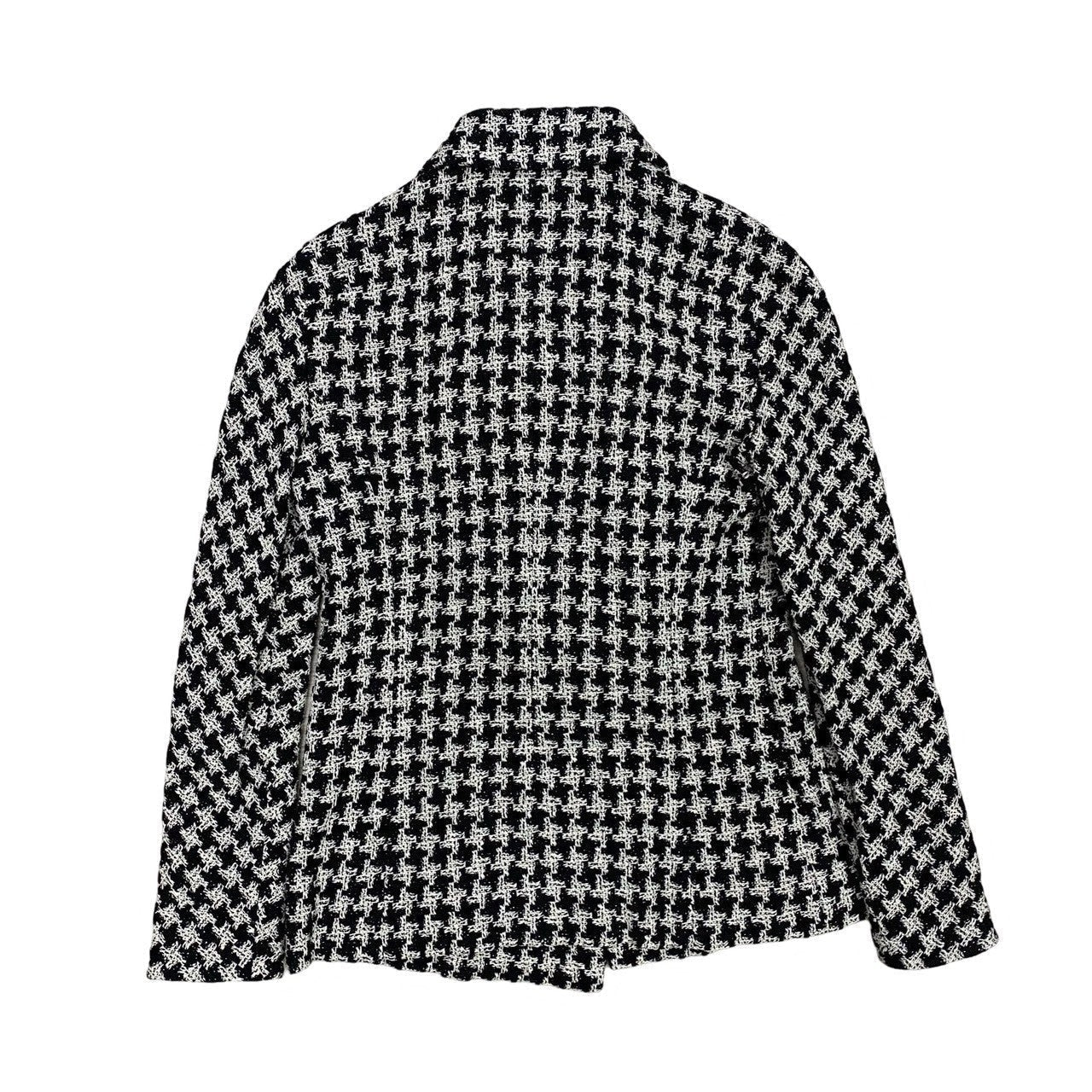 CHANEL tailored jacket Silk, Metal white COCO Mark Houndstooth Pattern Women 36