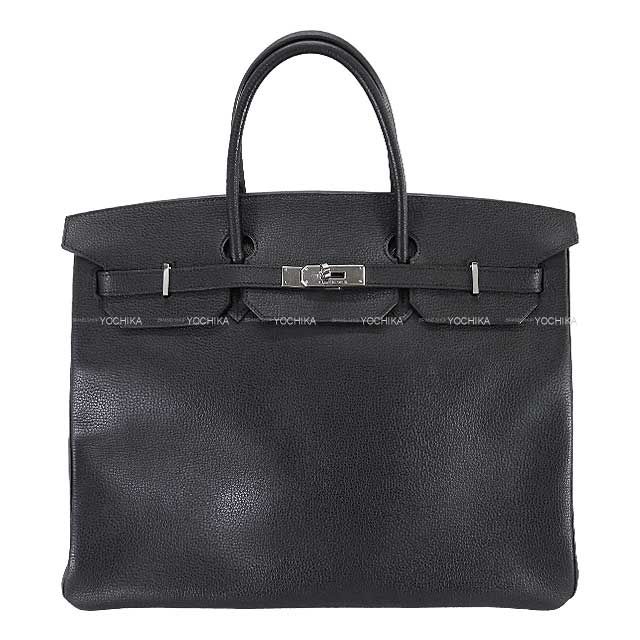 HERMES Handbag Birkin40 Noir (Black) Ardennes Silver HW Stamp ?K