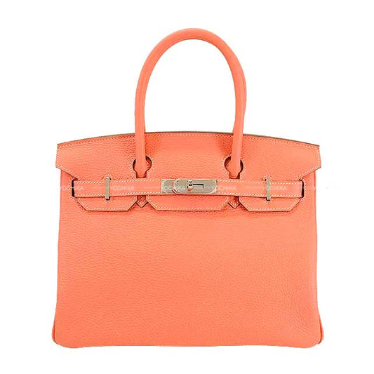 HERMES Handbag Birkin30 Crevette Taurillon Clemence Silver HW Stamp ?Q