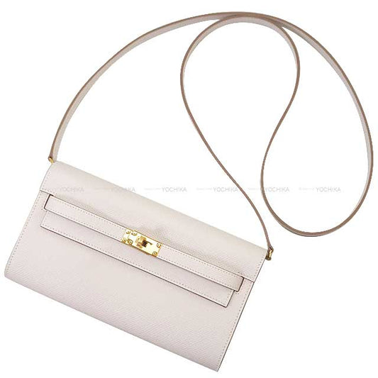 HERMES long wallet Kelly Wallet Long To Go New Gris Perle Veau Epsom Gold HW Stamp