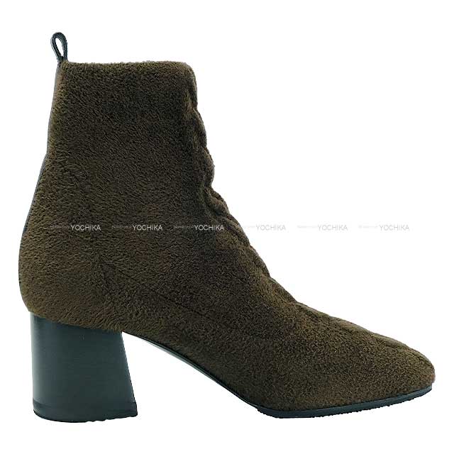 HERMES boots Short Boots Volver 60 Chestnut/Black Chenille knit/Calfskin ?36