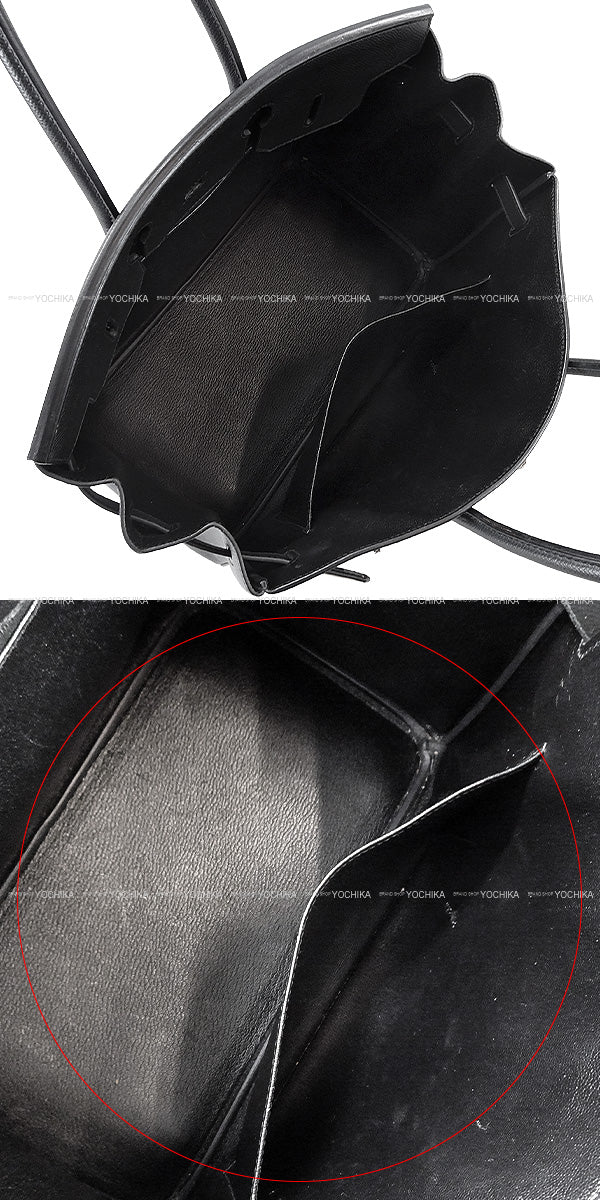 HERMES Handbag Birkin35 Noir (Black) Veau Epsom Silver HW Stamp ?P