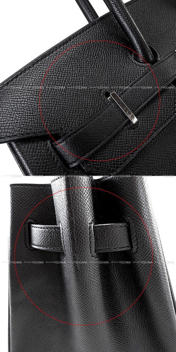 HERMES Handbag Birkin35 Noir (Black) Veau Epsom Silver HW Stamp ?P