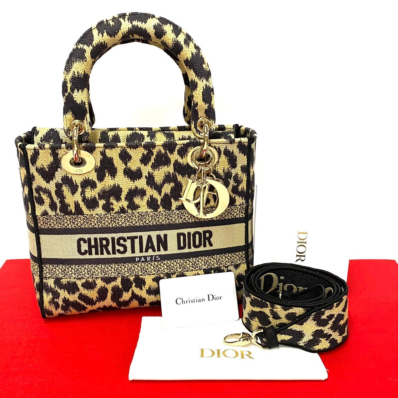 Dior Shoulder Bag canvas beige LADY D-LITE Medium