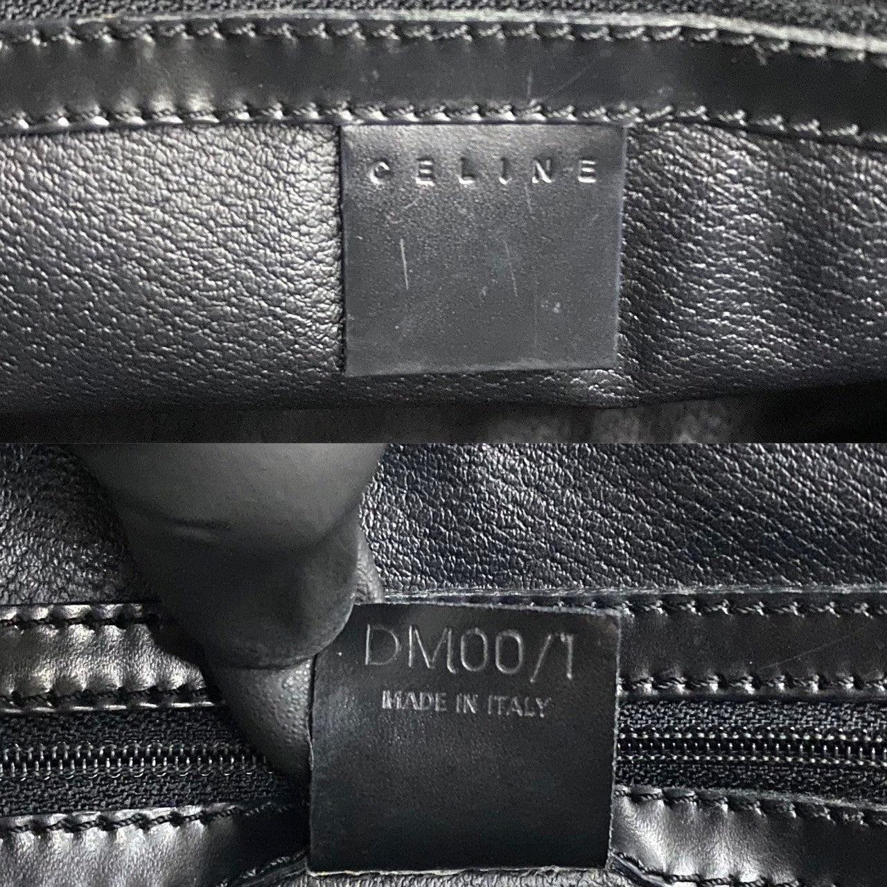 CELINE Handbag Leather, PVC black Macadam Blason Triomphe Pattern Women