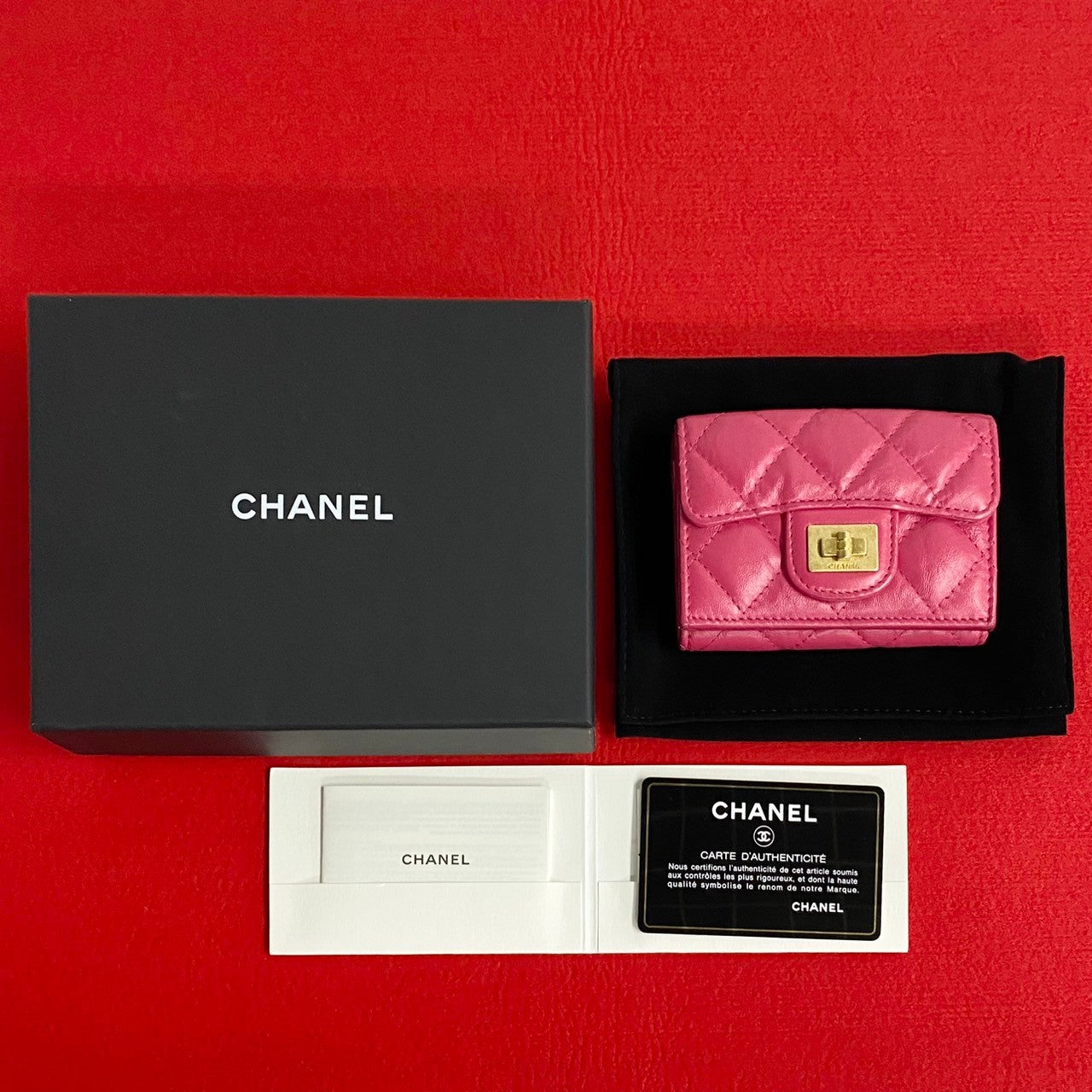 CHANEL Tri-fold wallet A70325 lambskin pink Small flap wallet 2.55 Women