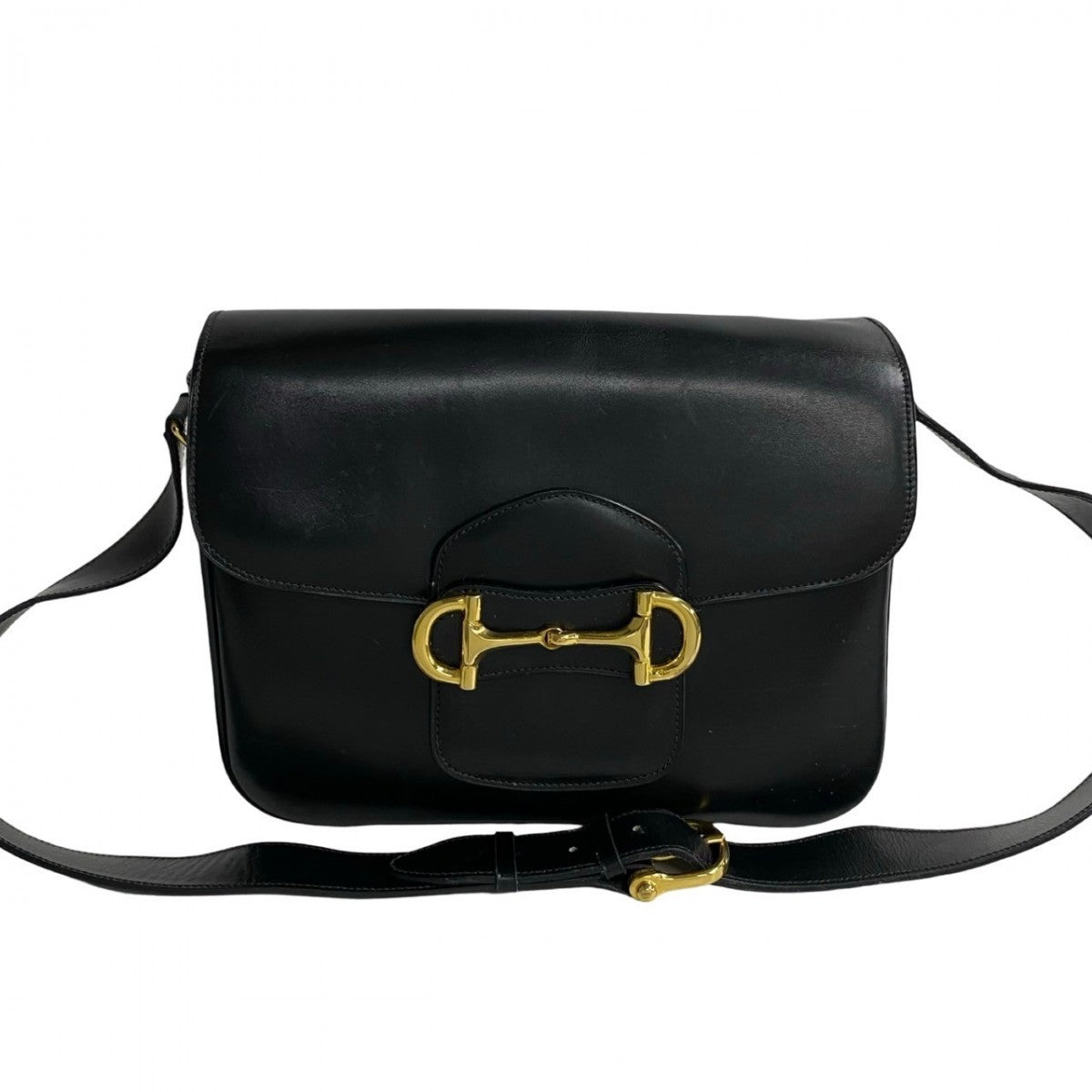 CELINE Shoulder Bag leather black Horsebit Metal Women