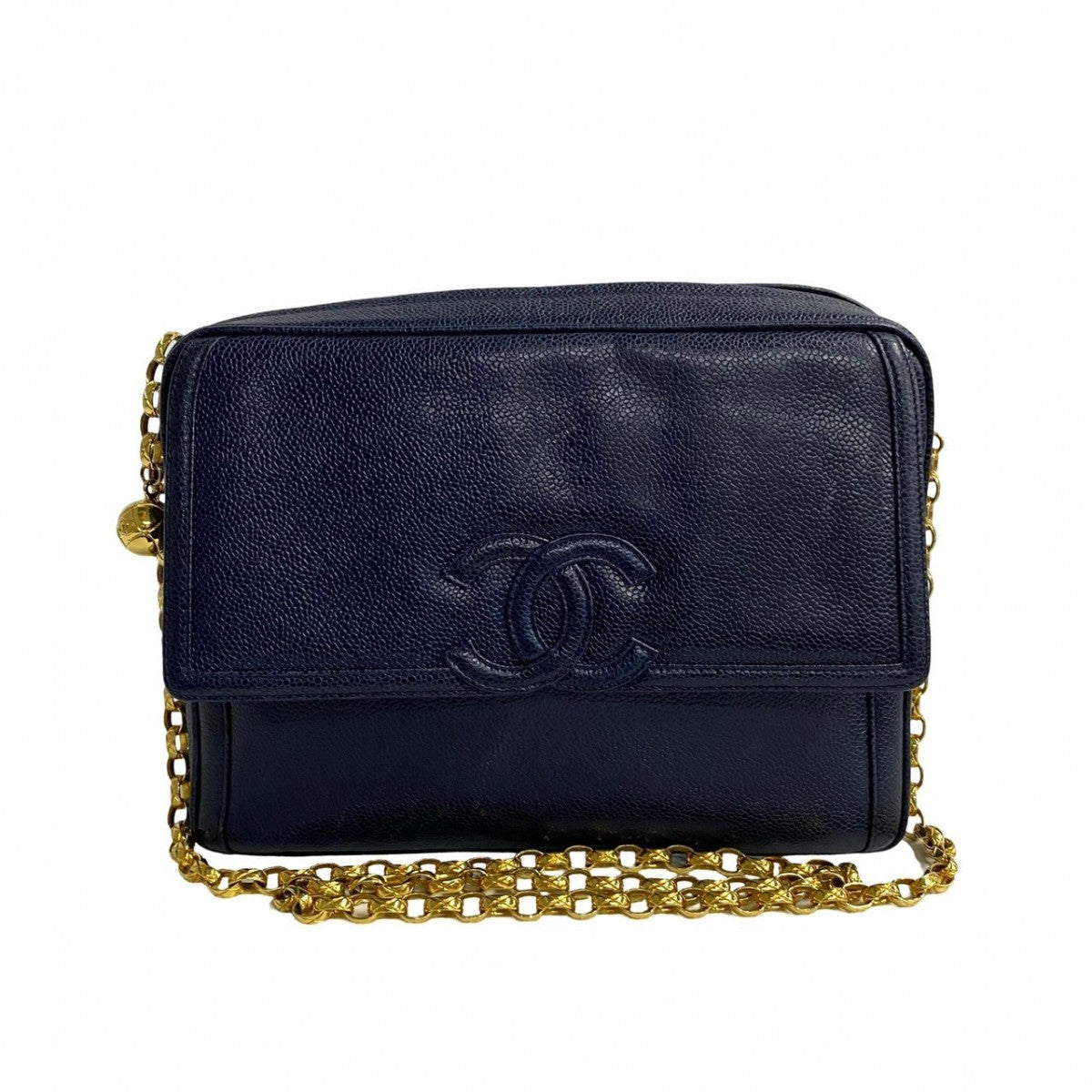 CHANEL Shoulder Bag Matt caviar skin Navy COCO Mark Women