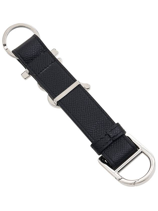 Luxury Burberry Monogram Motif Grainy Leather Key Holder Black