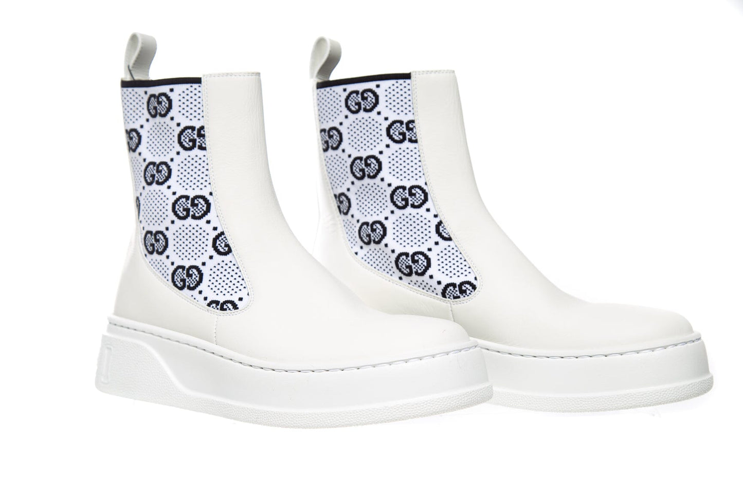 Gucci White Leather Ankle Boots SZ 37