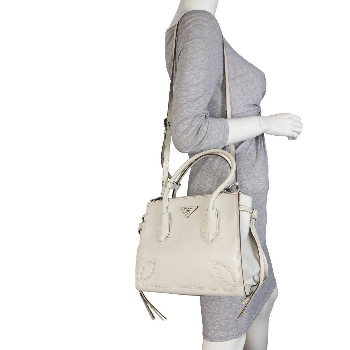 Prada Tassel Twin Pocket Calfskin Tote Small