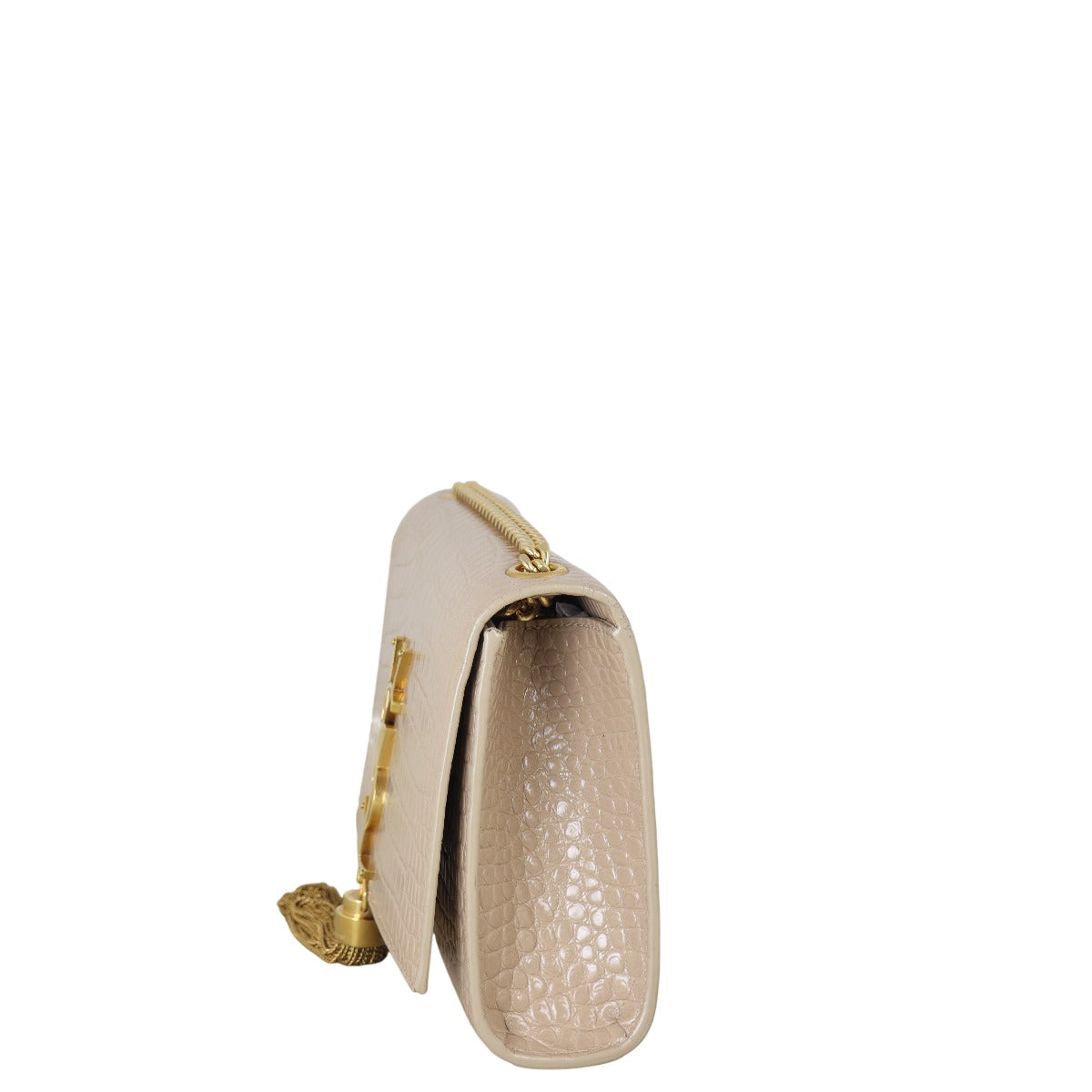 Saint Laurent Kate Tassel Chain Bag Small Croc-Embossed