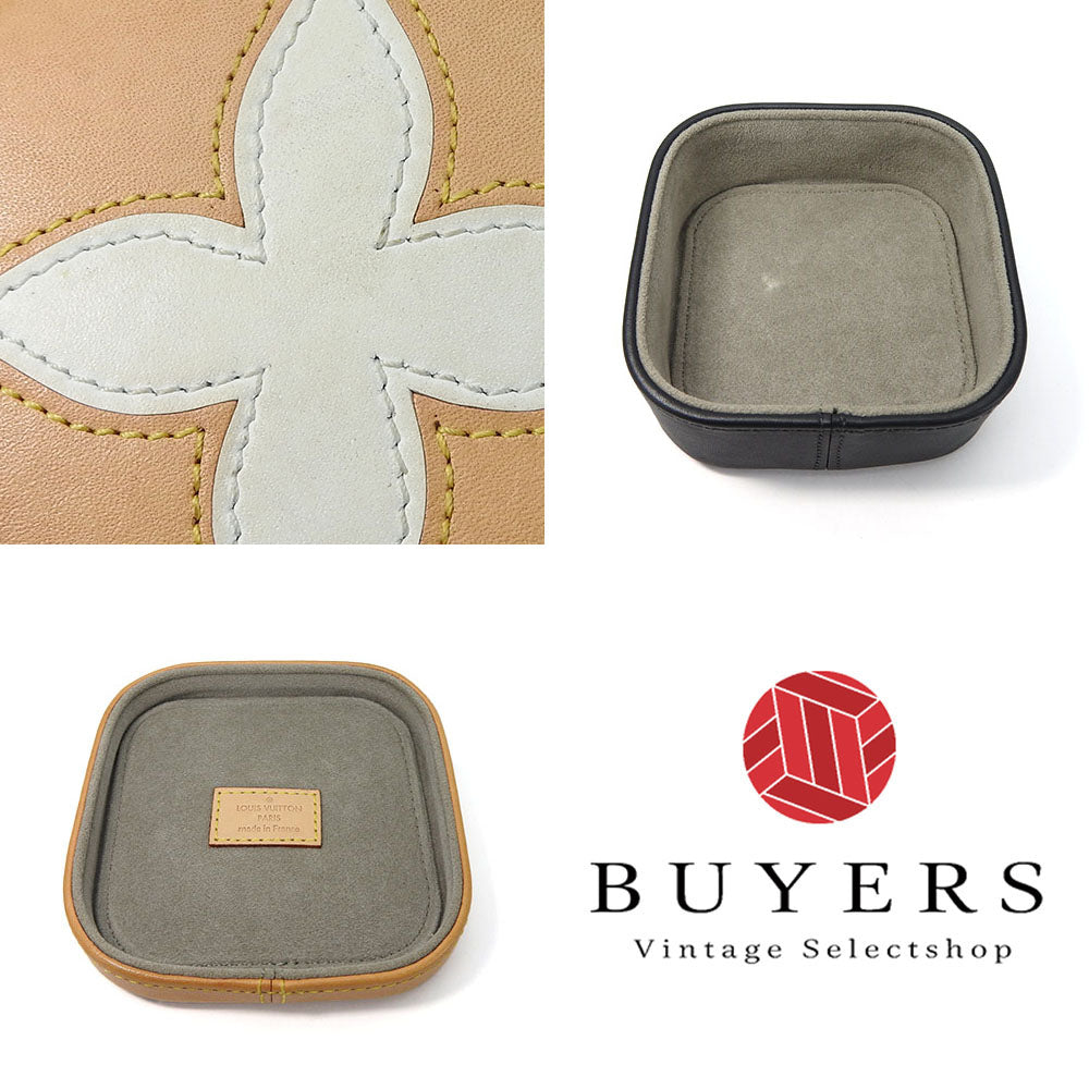 LOUIS VUITTON Accessory pouch leather beige Accessory case Monogram flower Boite Clarins PM Women