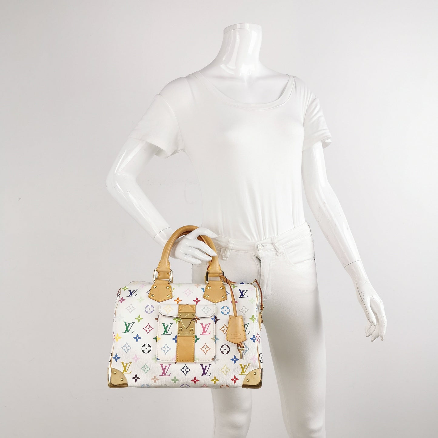 Louis Vuitton x Takashi Murakami Speedy 30 Lock White Multicolor