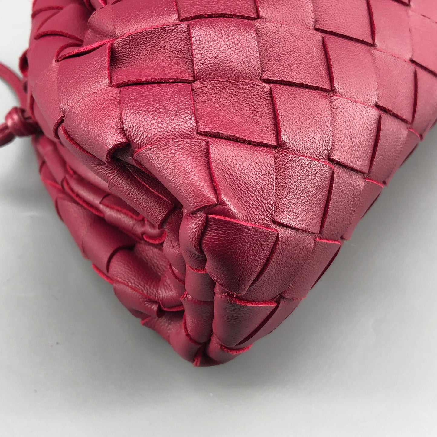 Bottega Veneta Wine Red Intrecciato Woven Mini Pouch Crossbody Bag
