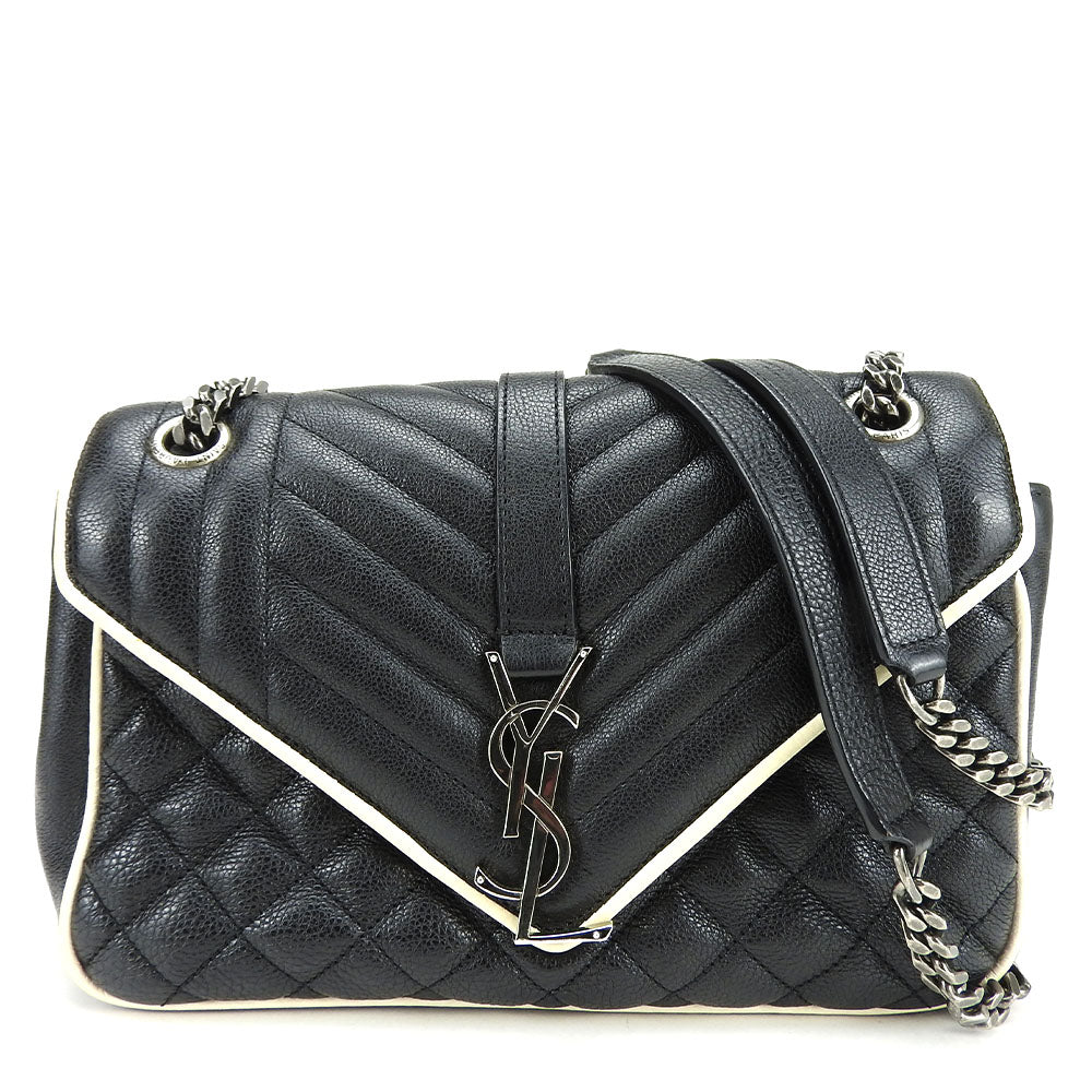 SAINT LAURENT Shoulder Bag leather black Envelope Satchel Women