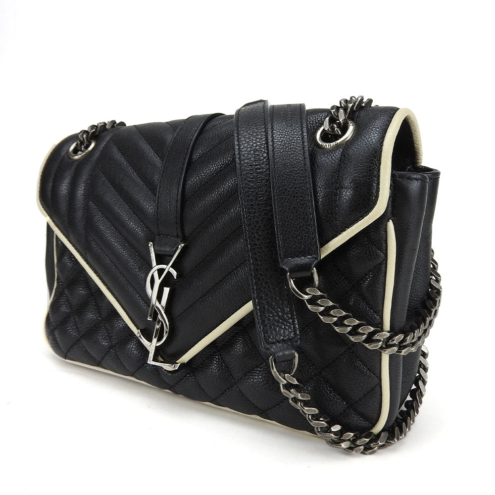 SAINT LAURENT Shoulder Bag leather black Envelope Satchel Women