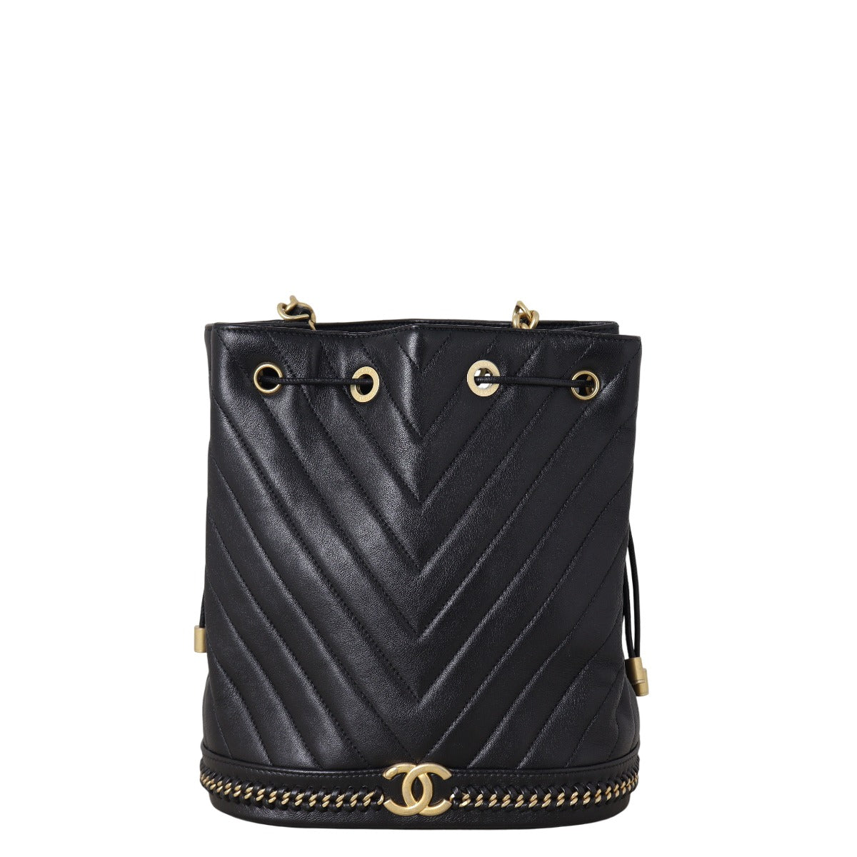 Chanel Paris Cosmopolite Bucket Bag Chevron