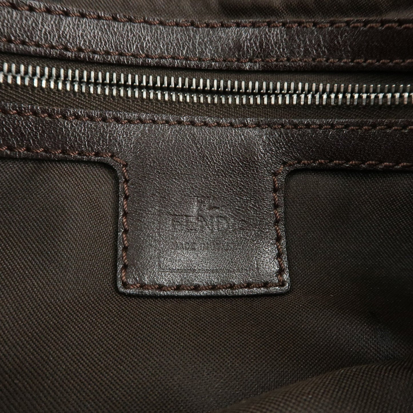 FENDI Zucca Mamma Buguette Canvas Shoulder Bag Brown Black 26424