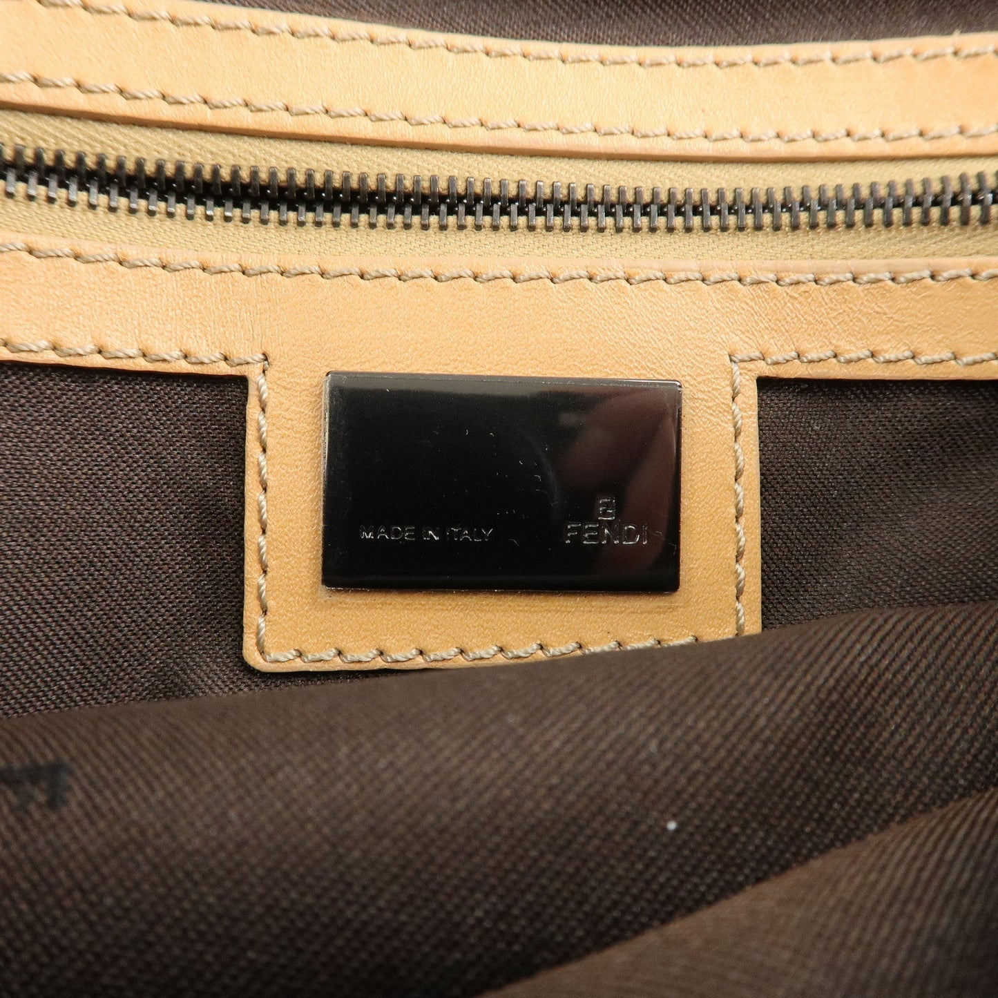 FENDI Zucchino Canvas Leather Small Boston Hand Bag Brown 8BN004