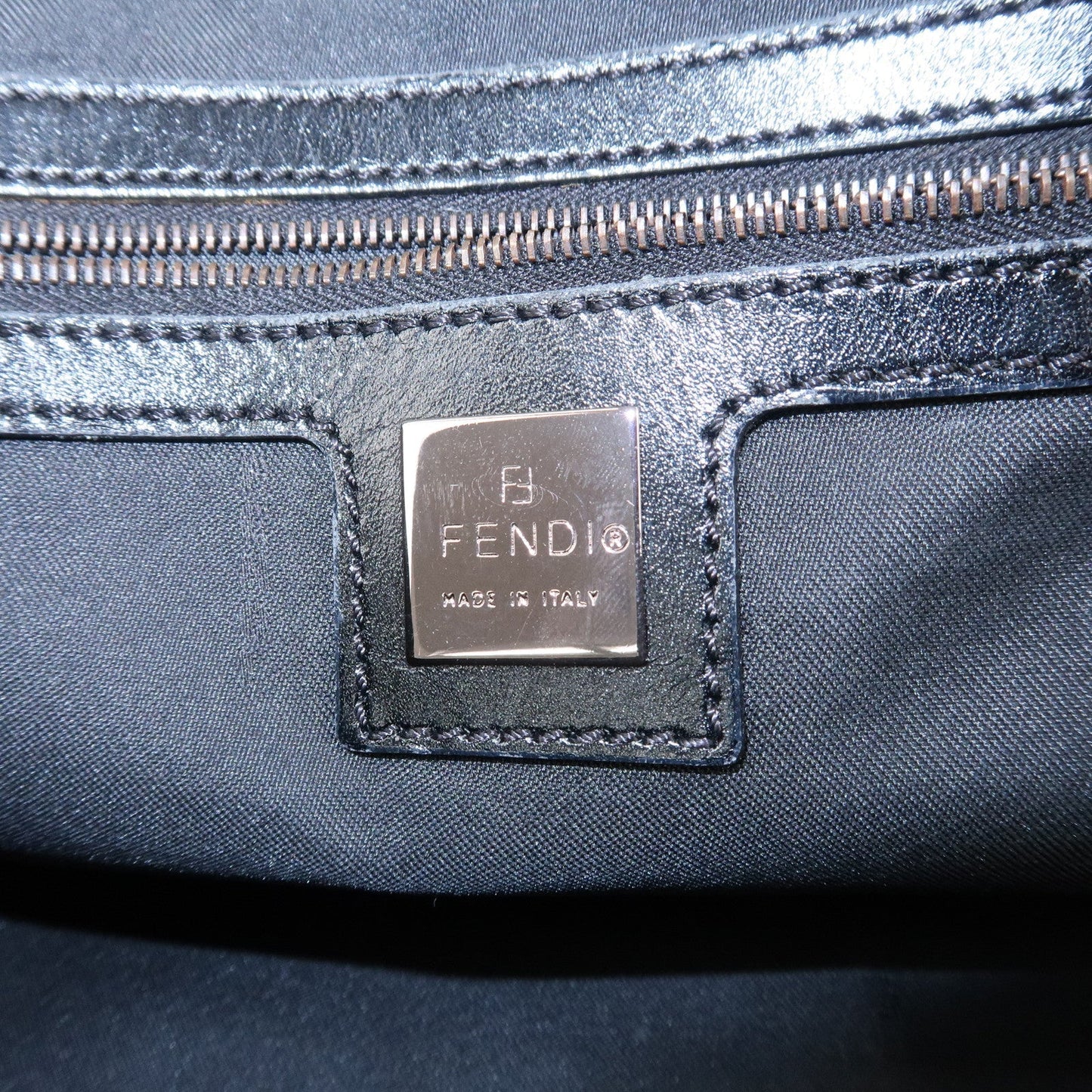 FENDI Zucchino Canvas Leather Hand Bag Brown Black 8BL006