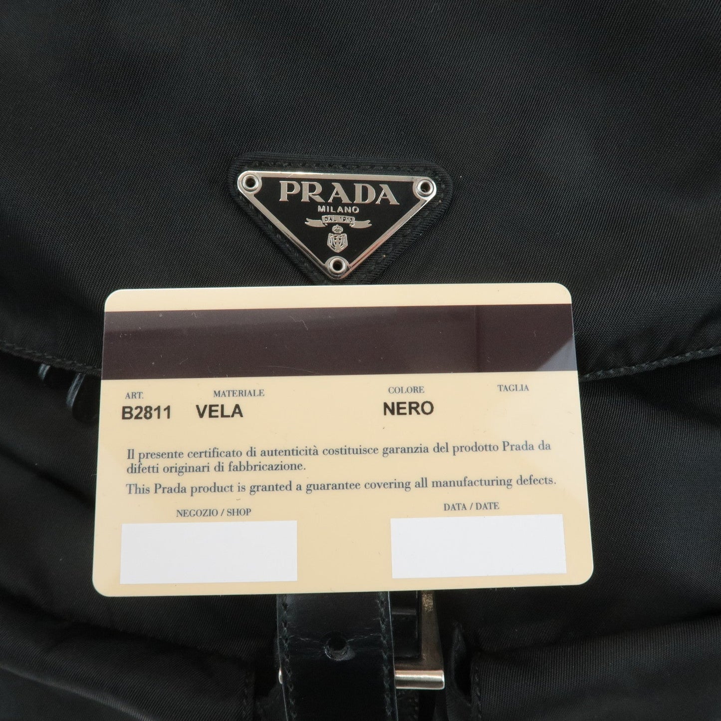 PRADA Triangle Logo Nylon Leather Back Pack Ruck Sack Black B2811